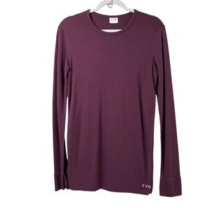 CVG Waffle Knit Thermal Long Sleeve Shirt Womens S Plum Purple Layering Top